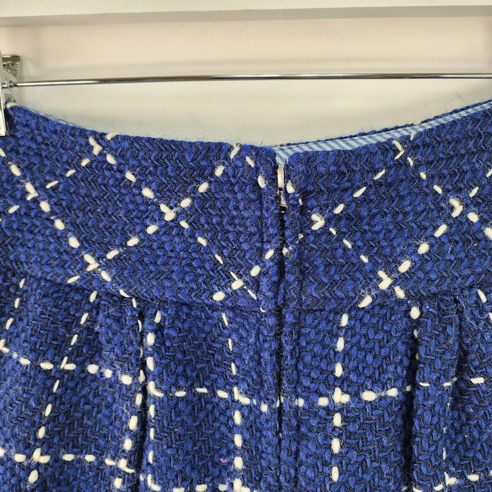Maeve Anthropologie Mini Skirt Women's 4 Navy Wool Blend Windowpane